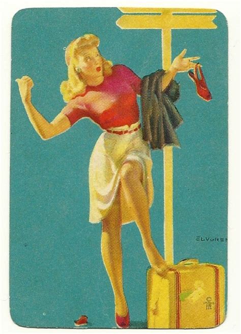 1950s Vintage Trading Swap Playing Cards Blank Back Sexy Girl Female Hitchhiking Sexy Cards