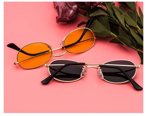 Kachawoo Oval Sunglasses For Men Small Metal Frame Black Red Pink Retro Sun Glasses Women New