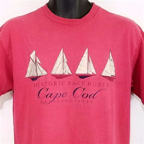 Cape Cod T Shirt Vtg 90s Historic Race Boats Sailing Red Mens Size