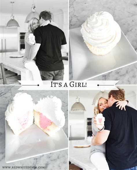 Intimate Gender Reveal Cupcake Couple Girl 13 Red White And Denim