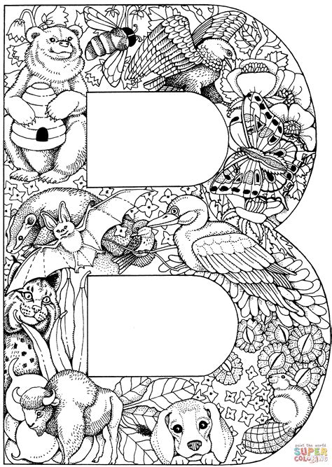 Letter B with Animals coloring page | Free Printable Coloring Pages