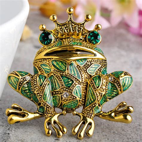 12pcslot Wholesale Frog Brooch Men Jewelry Women Green Enamel Hijab