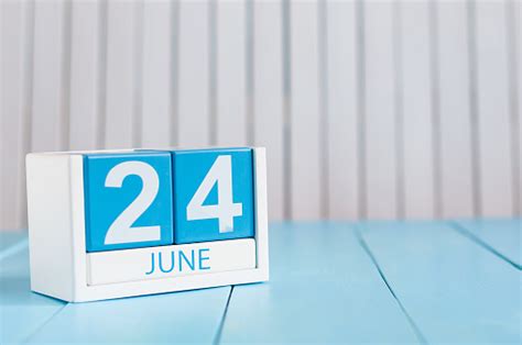 June 24th Image Of June 24 Wooden Color Calendar On Stock Photo