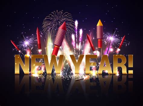 Free Vector New Year Fireworks Illustration