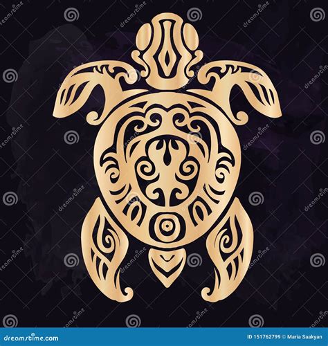 Tribal Tattoo With Decorative Sea Turtle With Ethnic Pattern Authentic