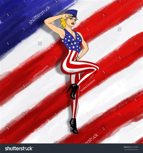 Pin Up Girl With 4th Of July Theme Stock Photo 201705500 Shutterstock
