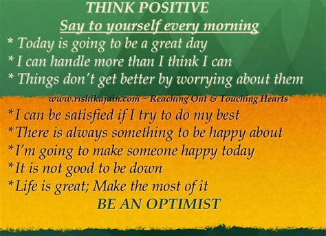 Think Positive Say To Yourself Every Morning Pictures Photos And Images For Facebook