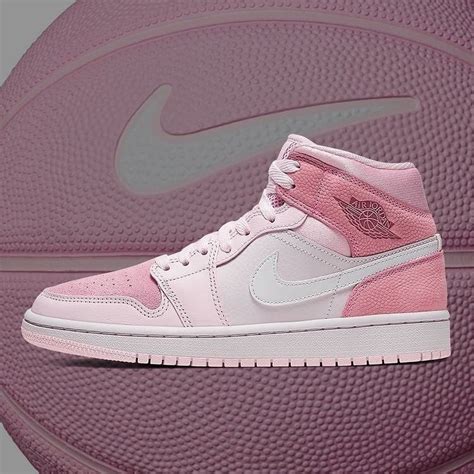 air jordan 1 mid digital pink cw5379 600 pink white in 2021 jordan shoes girls womens