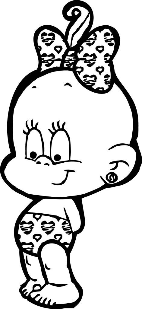 Baby Girl Cartoon Cute Coloring Page | Wecoloringpage.com