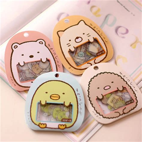 50 Pcslot1 Bag Diy Cute Cartoon Kawaii Pvc Stickers Lovely Cat Bear Sticker For Diary