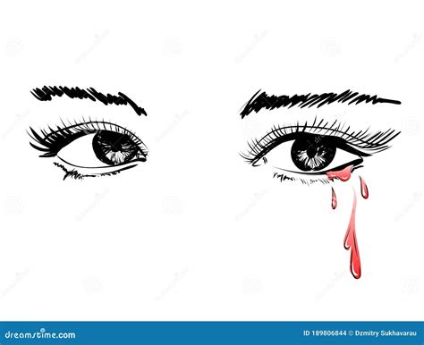 Ilustración Vectorial Hermosa Con Ojos Llorosos Ojos De Agua Para Las Mujeres Ojos Con Sangre