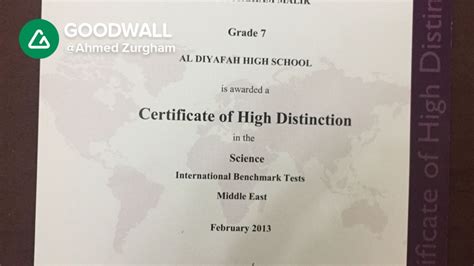 Ahmed Zurghams Post On Goodwall Received A Certificate Of High