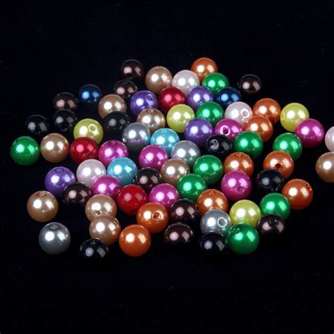100pcs 16 14 12 10 Mm Mixed Color Acrylic Beads With Holes Imitation