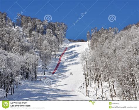 Ski Track On A Mounting Skiing Resort Stock Photo Image Of Ropeway