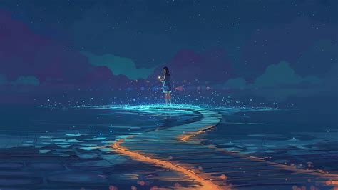 X Lake Path Anime Girl K K HD K Wallpapers Images Backgrounds Photos And Pictures