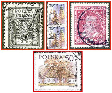 Poczta polska, warszawa (warsaw, poland). 042a Polen - fünf gestempelte Briefmarken verschiedene ...