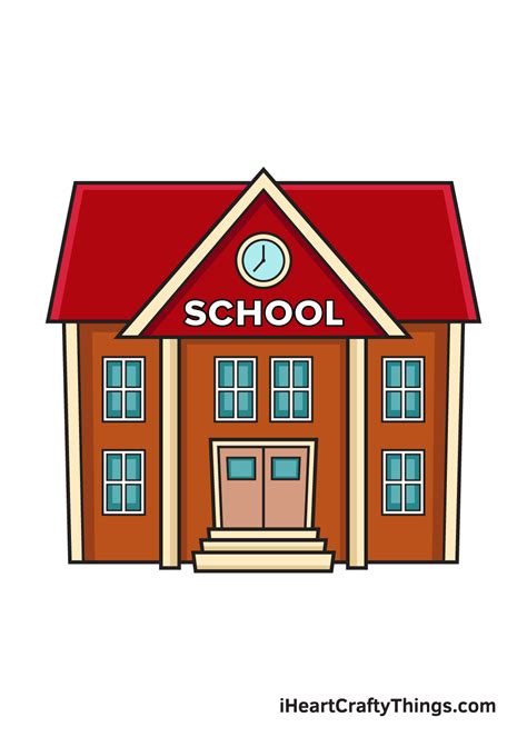 School Drawing - How To Draw A School Step By Step