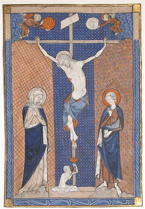 Manuscript Leaf With The Crucifixion From A Missal French The