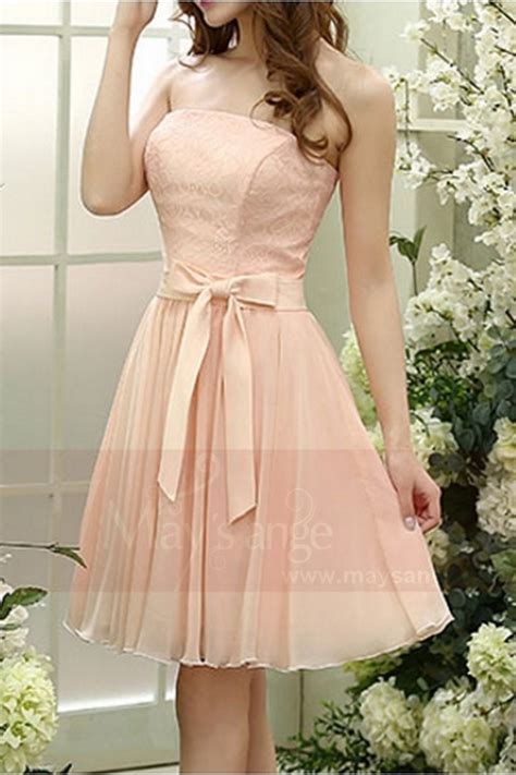 Short Strapless Pink Prom Dress