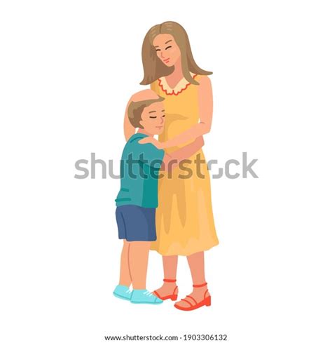 son mother hugging mother hugs son stock vector royalty free 1903306132 shutterstock