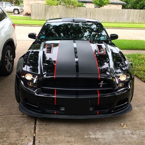 Matte Black And Red Stripes 👍 Mustang Gt Wrap Gt350 Gt500 Shelby