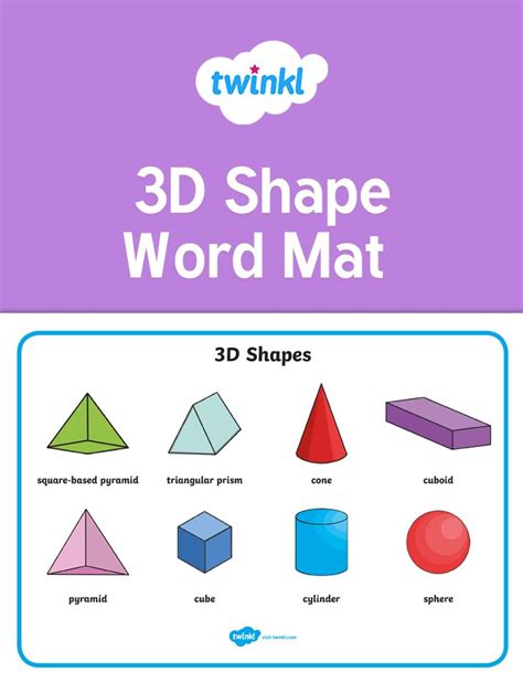 3d Shape Word Mat Free Printable 3d Shape Teaching Resources