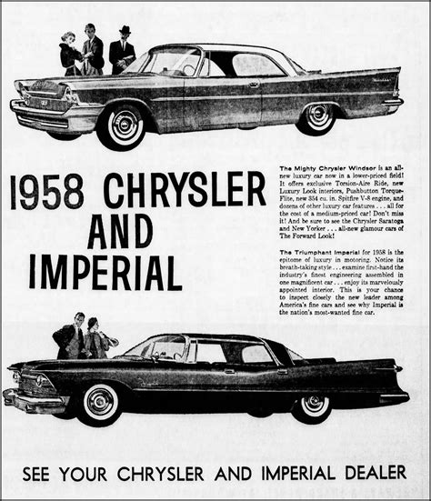 Vintage Newspaper Advertising For The 1958 Chrysler And Imperial