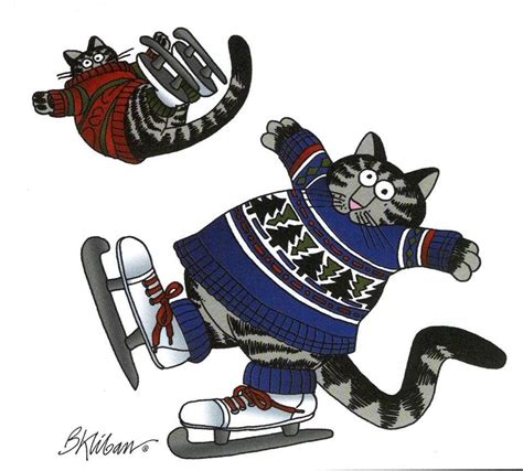 Kliban Cats Ice Skating Kliban Cat Cats Illustration
