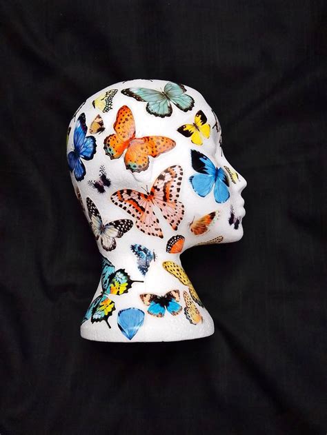 decoupage female butterfly mannequin head manikin hat jewellery headphone wig glasses display