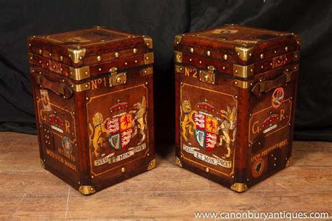 To be more specific, you can either place them close to your sofa so as to be able to have your coffee on without moving from your sitting position, but also you. Pair Leather Luggage Trunk Side Tables Coffee Table Box
