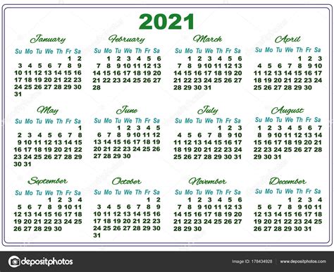 2021 Calendar With Big Numbers ⬇ Vector Image By © Sunfunjen Vector