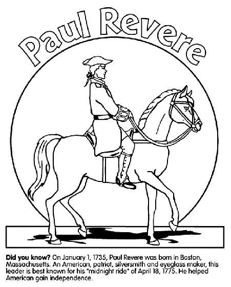 Arts & culture coloring pages are a fun way for kids of all ages, adults to develop creativity, concentration, fine motor skills, and color recognition. Paul Revere Coloring Page | crayola.com