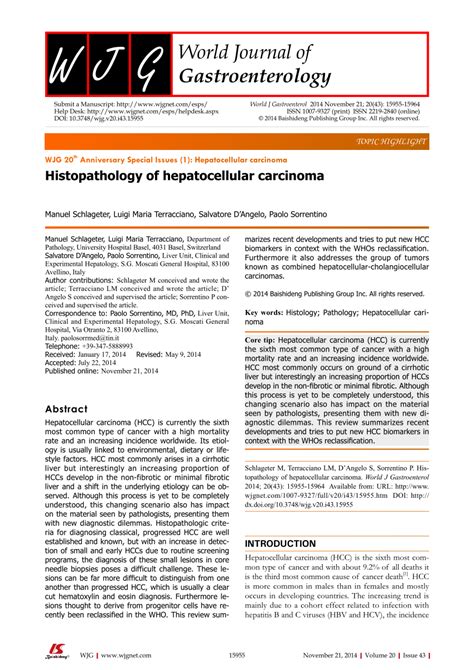 Pdf Histopathology Of Hepatocellular Carcinoma