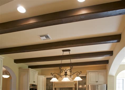 So we engineered some metal straps/brackets out of cleats. Faux Wood Beam Ceiling Designs - Traditional - Kitchen ...
