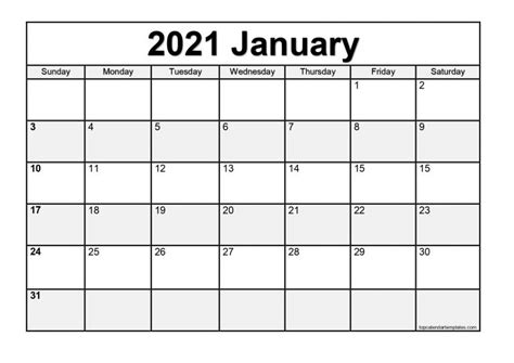 January 2021 Editable Calendar Free Printable Calendar Monthly