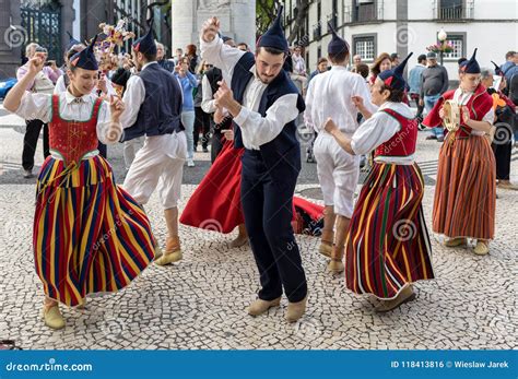 Folk Musicians And Dancers Performing On The Avenida Arriaga In Funchal