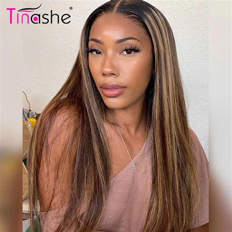 Tinashe 4 27 Highlight Wig Human Hair With Dark Root HD Transparent