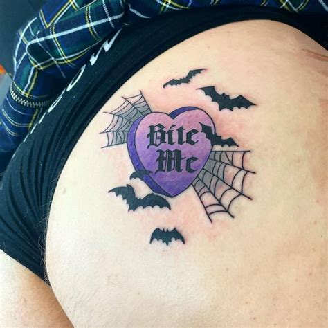 Heart Bats Tattoo On The Butt Cheek
