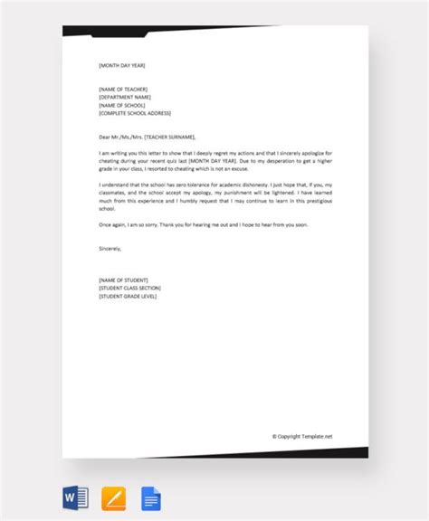 Apology letter to a teacher (personal letter). FREE 12+ Apology Letters to Teacher in PDF | MS Word ...