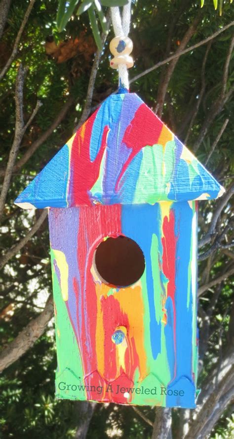 It isn't as hard to do as it sounds.there are many crafts projects that even the youngest of chidlren can attempt to make. Pour Painting Bird Houses ~ Growing A Jeweled Rose