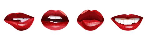 Cartoon Woman Lips With Red Lipstick And White Teeth 1234071 Vector Art