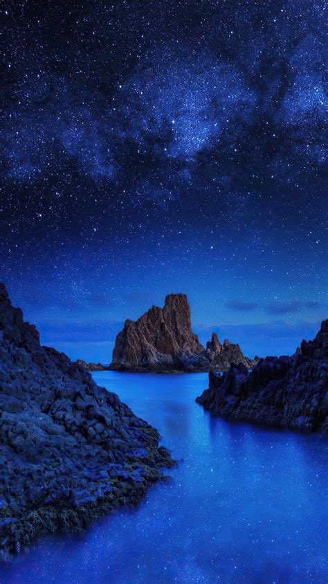 Ocean Rocks On Starry Night K HD Nature Wallpapers HD Wallpapers ID