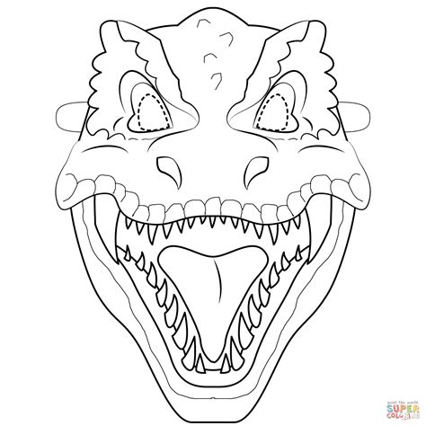 Przedstawiam kolorowanki do druku, których inspiracją stały się dinozaury. T-Rex Mask coloring page | Free Printable Coloring Pages