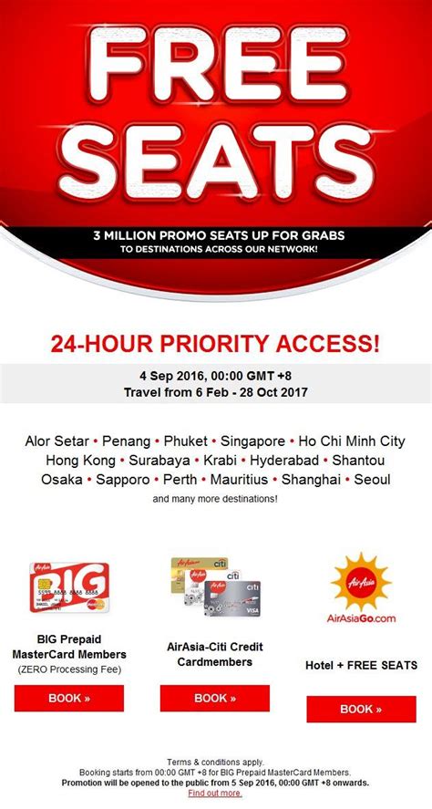 Tawaran tambang penerbangan pulang & balik airasia vs firefly/malaysia airline! AirAsia Free Seats 2017 Promotion Booking: 4 - 11 ...