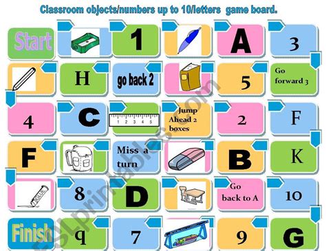 Classroom Objects Board Game Esl Worksheet By Mariethe House
