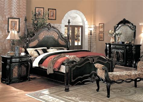 Headboard, footboard, rails, dresser, mirror, & nightstand. Capelle Luxury Bedroom Furniture Set Black Marble Tops ...