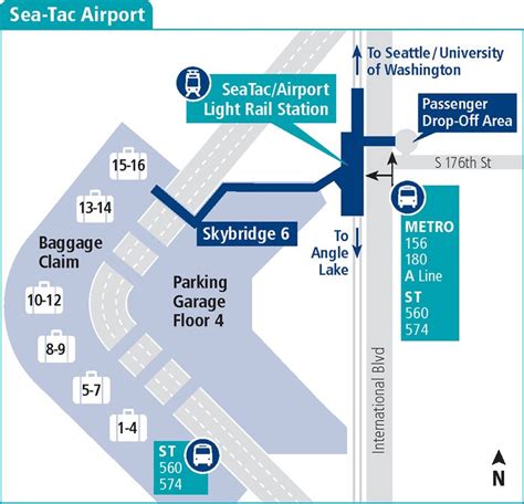 Sea Tac Airport Service Map Light Rail Light Rail Station Seattle