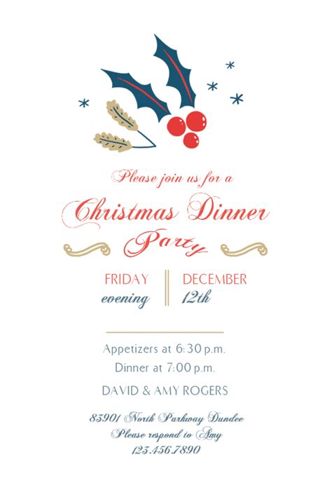 december dinner christmas invitation template