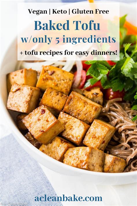 Vegan Keto Gluten Free Baked Tofu Bowl With Only 5 Ingredients