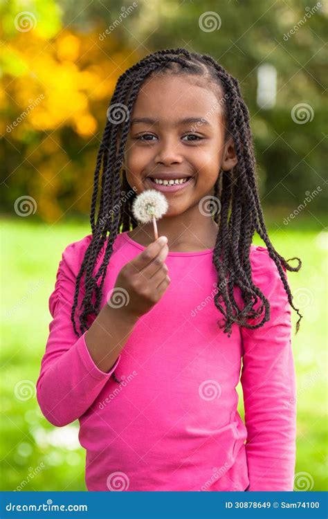 Outdoor Portrait Of A Cute Young Black Girl African People Stock